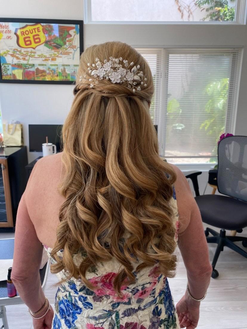 Elegant bridal updo hairstyle in Dana Point, CA