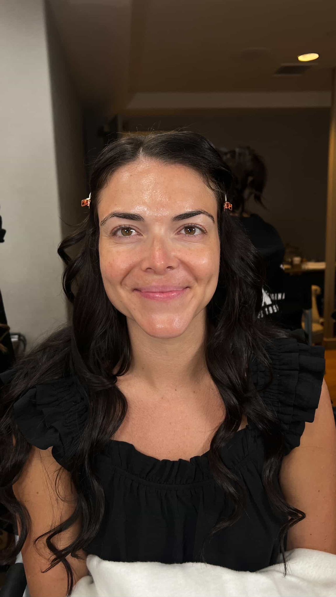 Bride before bridal makeup and hair preview