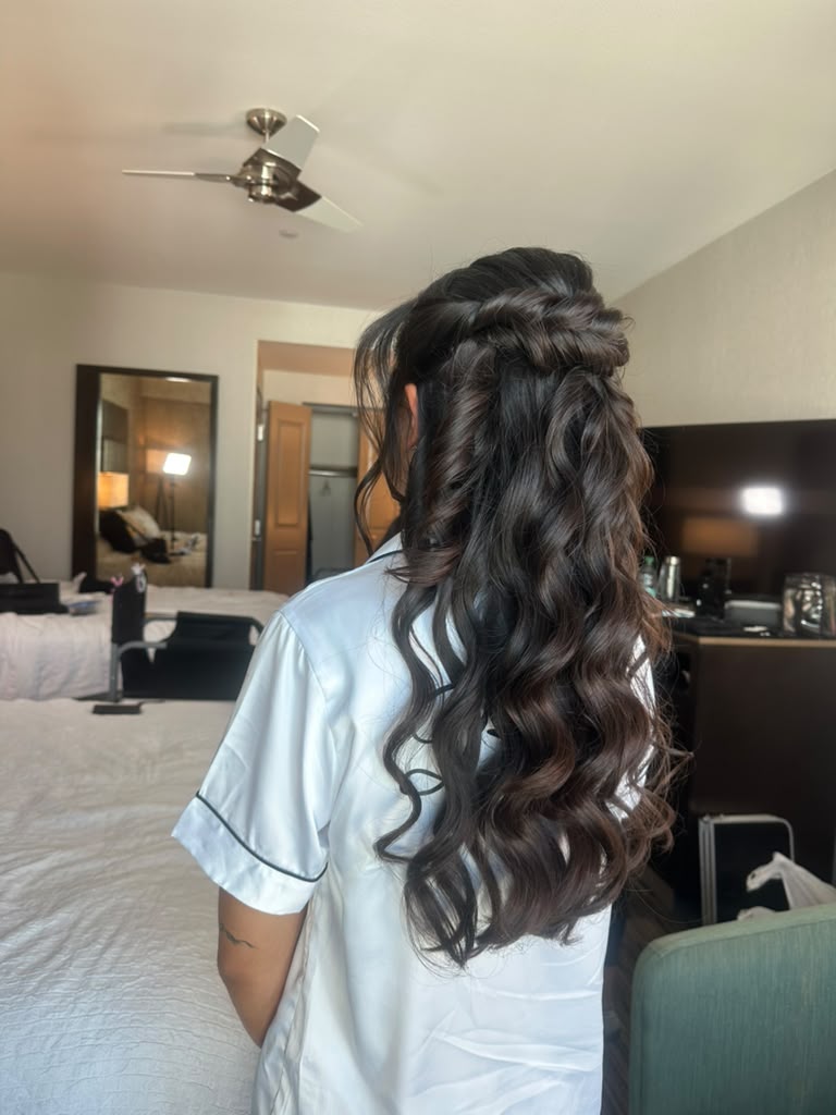 Loose romantic bridal hairstyle in Dana Point, CA